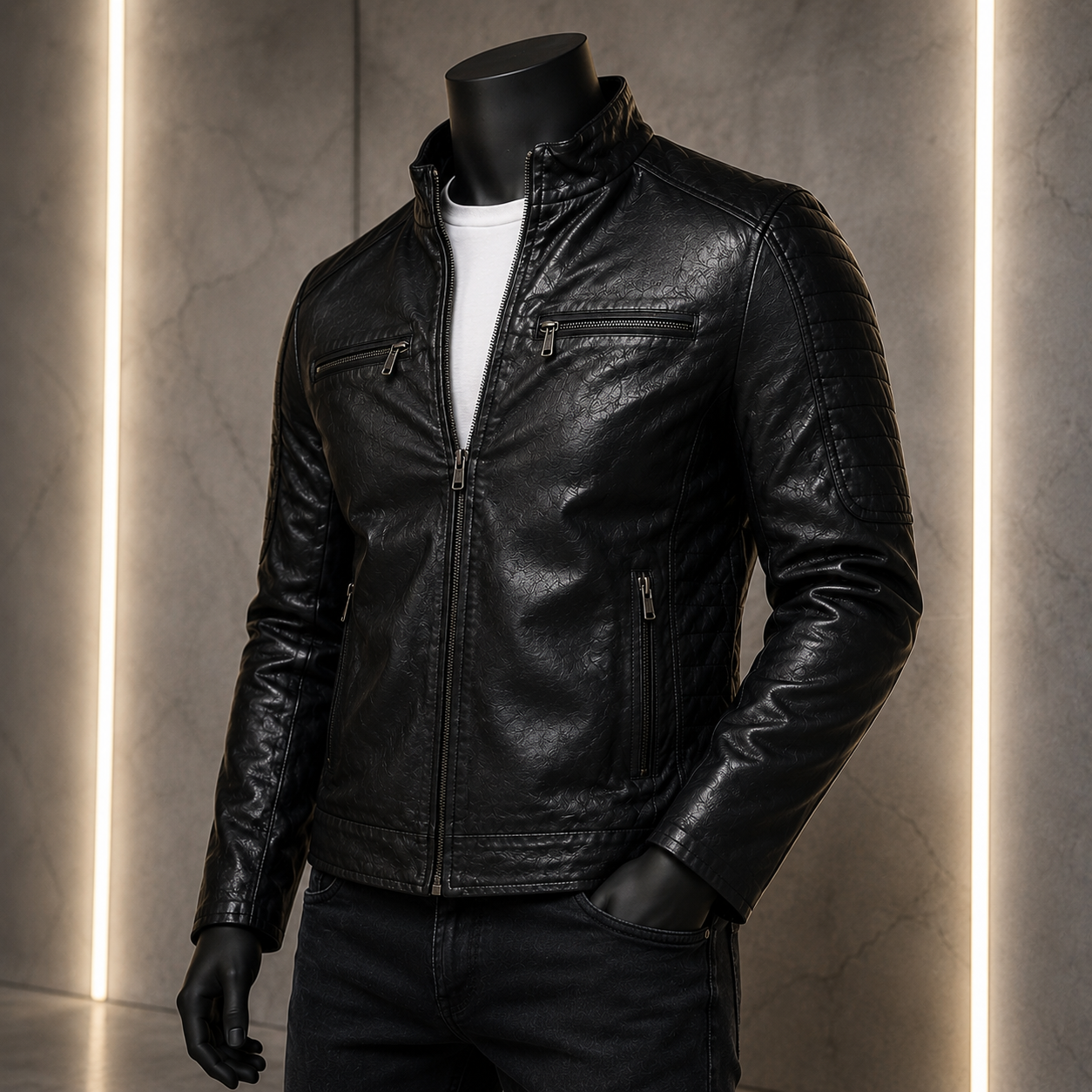 Чоловіча чорна куртка Slim Fit Модель: № 2506 — фото 3