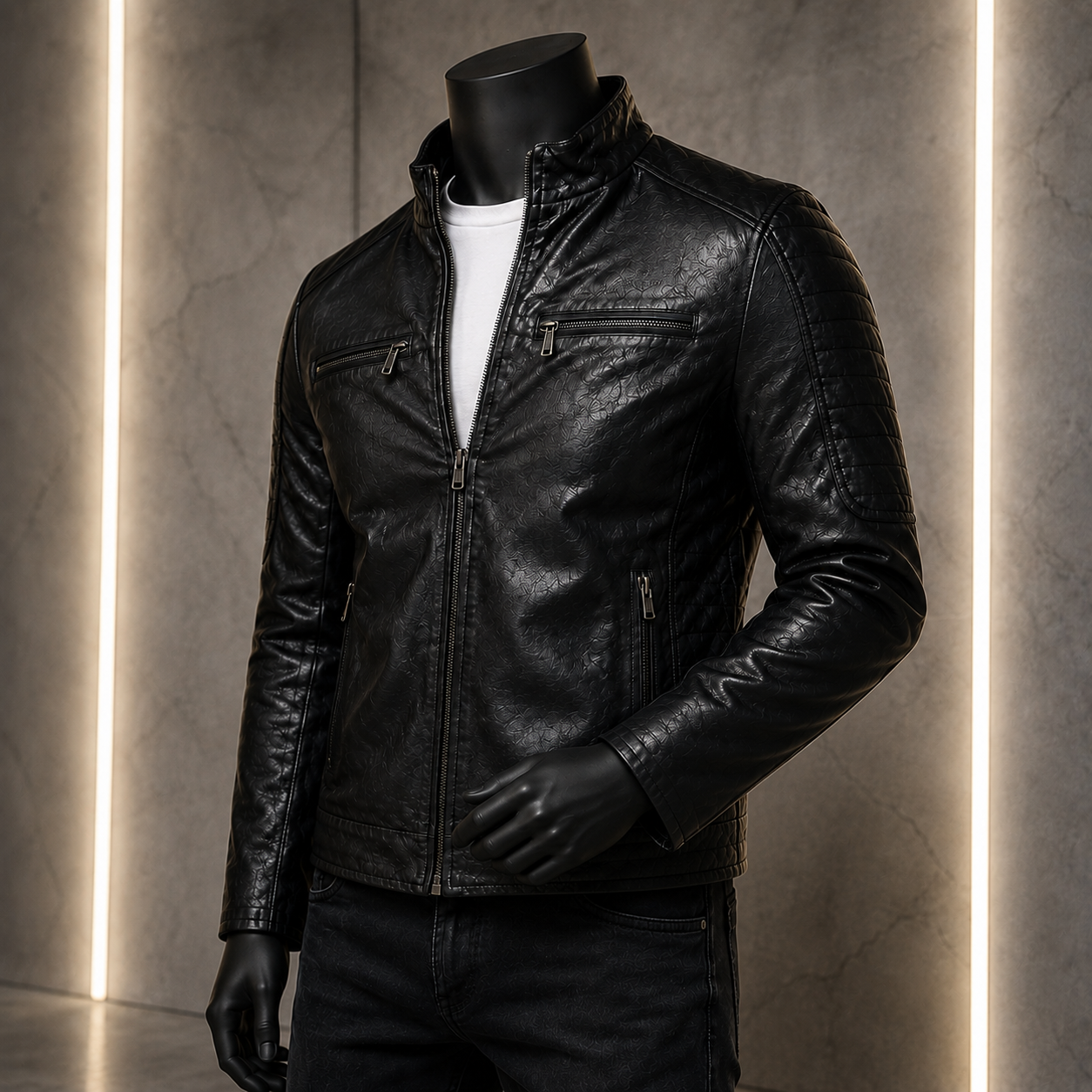 Чоловіча чорна куртка Slim Fit Модель: № 2506 — фото 4
